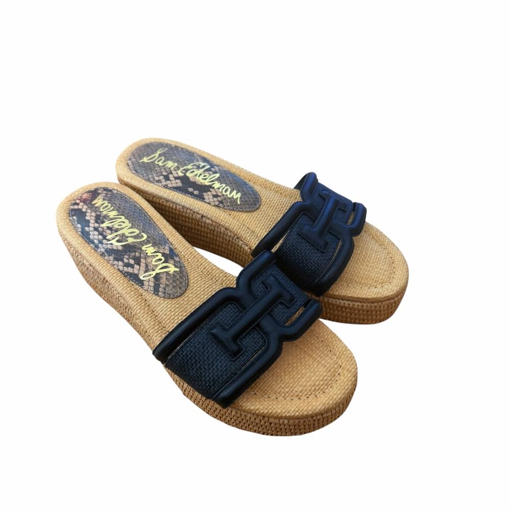 Sam Edelman Black Pauleena Slide Wedge Sandals Sz 7